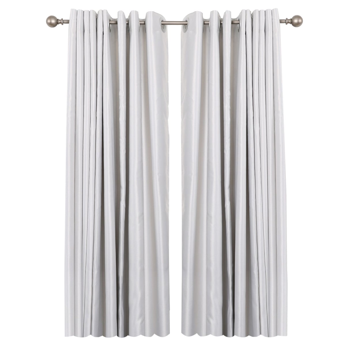 28-48 in. Adjustable Curtain Rod with Round Finials - Satin Nickel