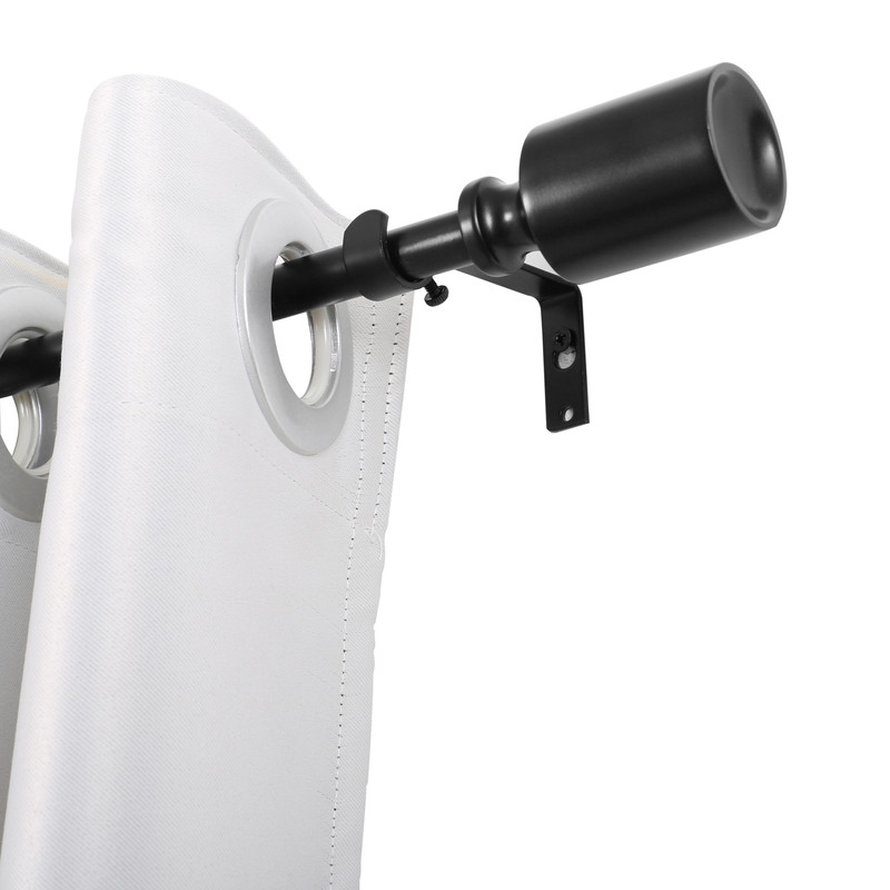 Curtain Rod with Decorative Cap Finial - Black