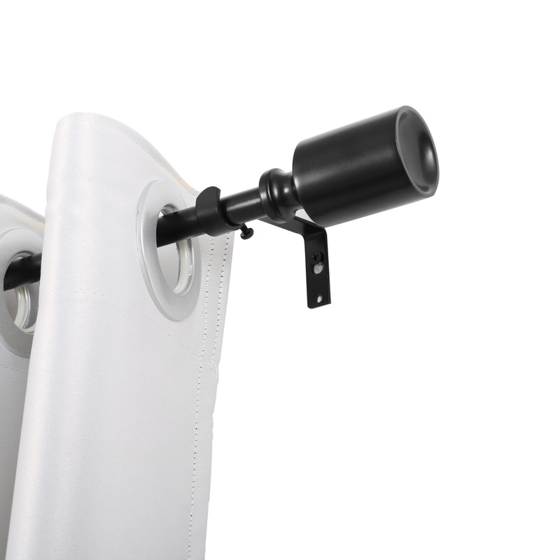 86-120 in. Curtain Rod with Decorative Cap Finial - Black