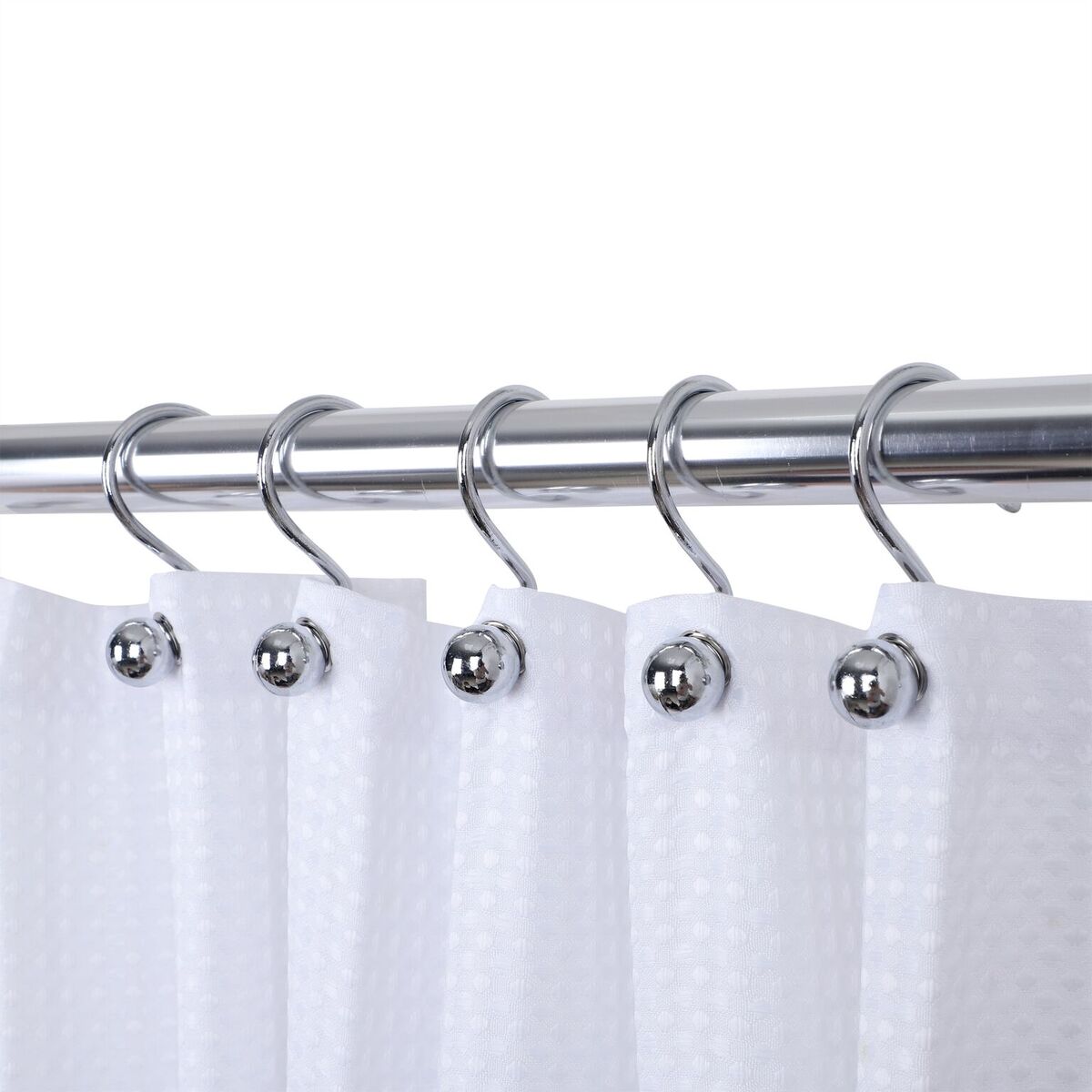 HK7SS Shower Hooks - Shower Curtain Rings for Bathroom - Rust Proof Shower Curtain Hooks for Shower Curtain or Liner - Set of 12, Polished Chrome