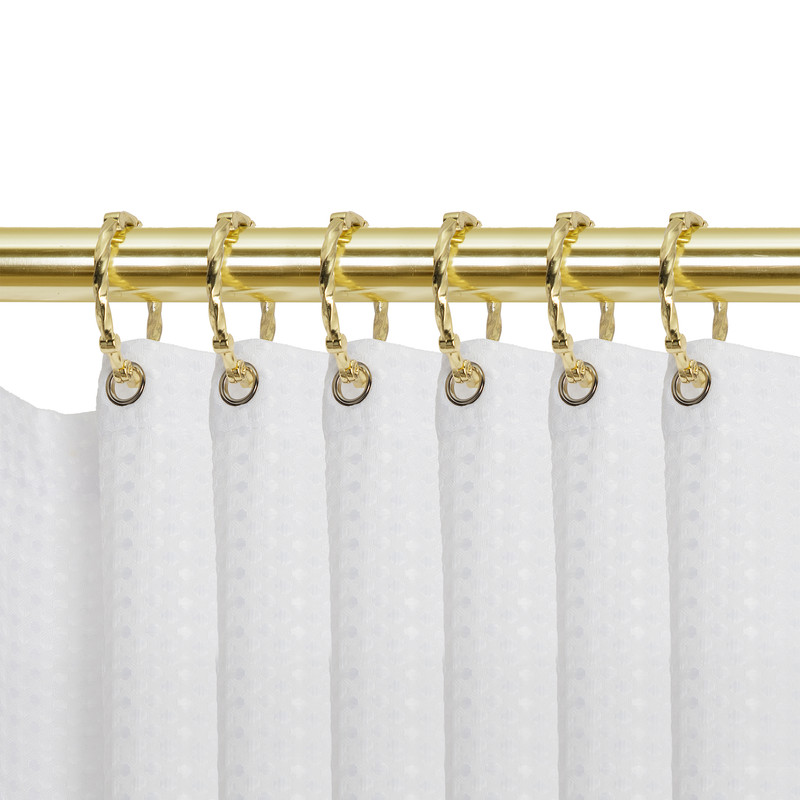 Shower Hooks - Shower Curtain Rings for Bathroom - Rust Proof Shower Curtain Hooks for Shower Curtain or Liner - Set of 12, Gold