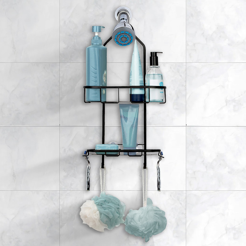 2 Shelf Aluminum Rustproof Shower Caddy, Matte Black