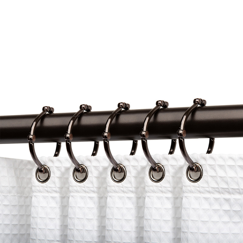 Shower Hooks - Shower Curtain Rings for Bathroom - Rust Proof Shower Curtain Hooks for Shower Curtain or Liner - Set of 12, Oil Rubbed Bronze