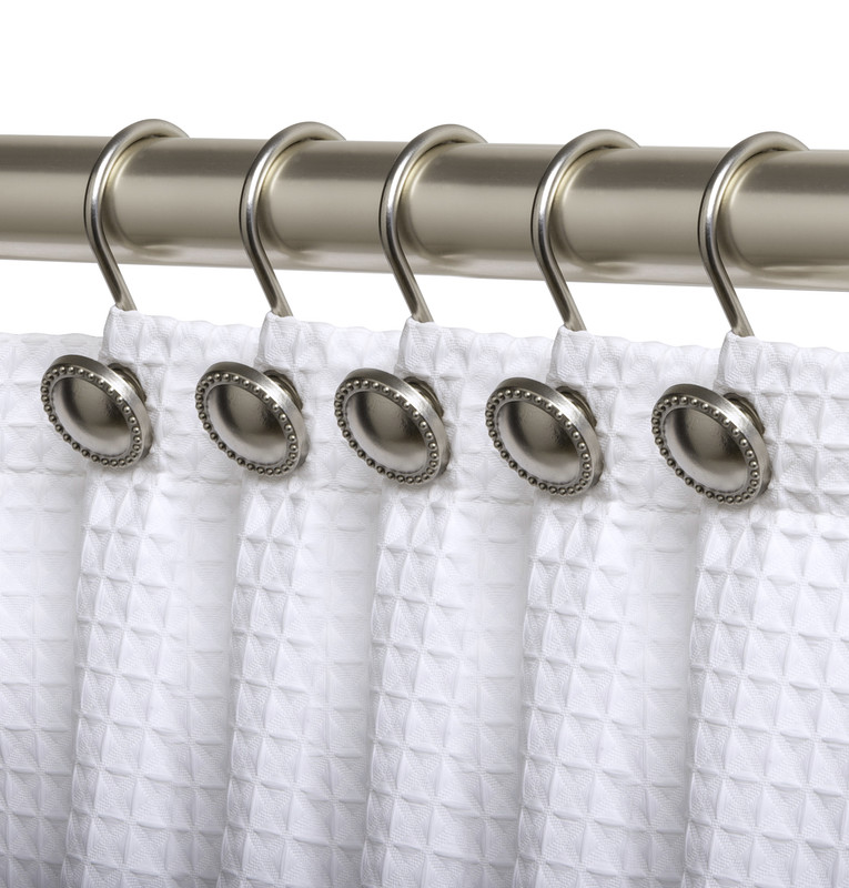 Utopia Alley Rust-Proof Zinc Shower Curtain Hooks, Shower Hooks Hangers for Bathroom, Kitchen Utensils, Curtains, Clothing etc - Set of 12 - Brushed n