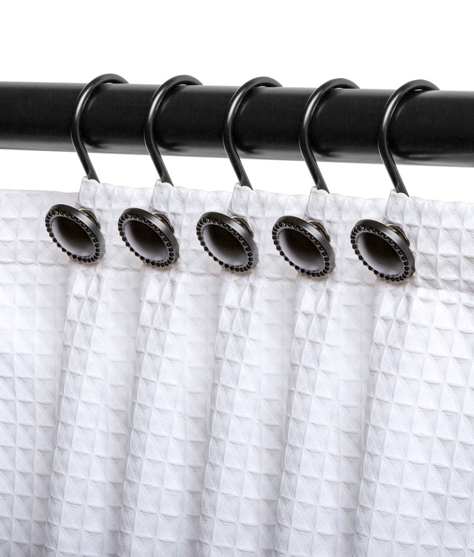 Utopia Alley Rust-Proof Zinc Shower Curtain Hooks, Shower Hooks Hangers for Bathroom, Kitchen Utensils, Curtains, Clothing etc - Set of 12 - Matt blac