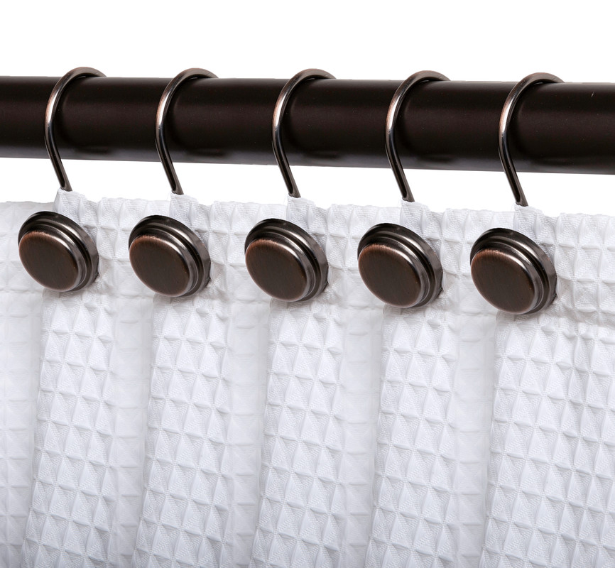 Shower Hooks - Shower Curtain Rings for Bathroom - Rust Proof Shower Curtain Hooks for Shower Curtain or Liner - Set of 12, Oil Rubbed Bronze
