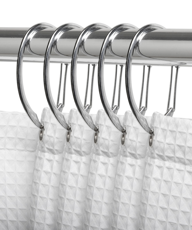 Shower Curtain Rings for Bathroom Chrome - Set of 12