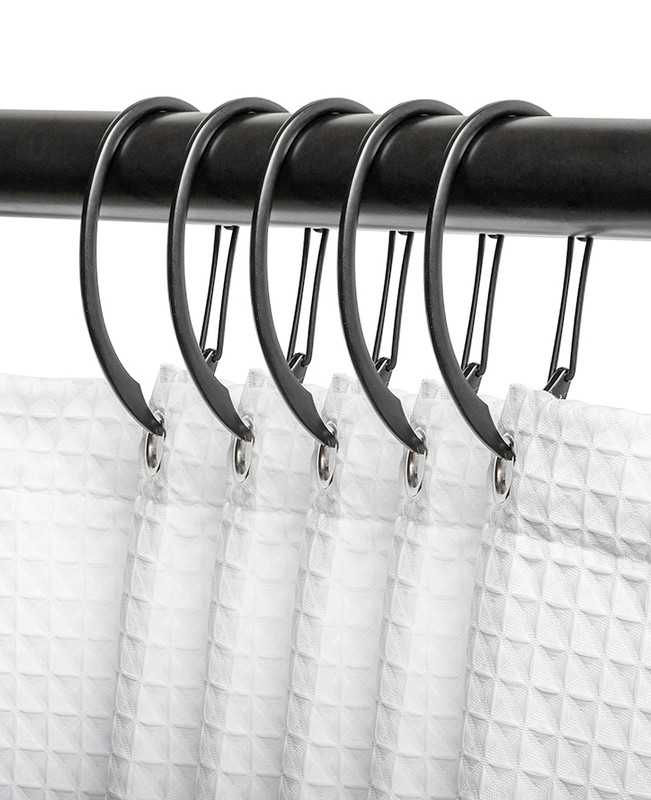 HK10BK Shower Hooks - Shower Curtain Rings for Bathroom - Rust Proof Shower Curtain Hooks for Shower Curtain or Liner - Set of 12, Matte Black