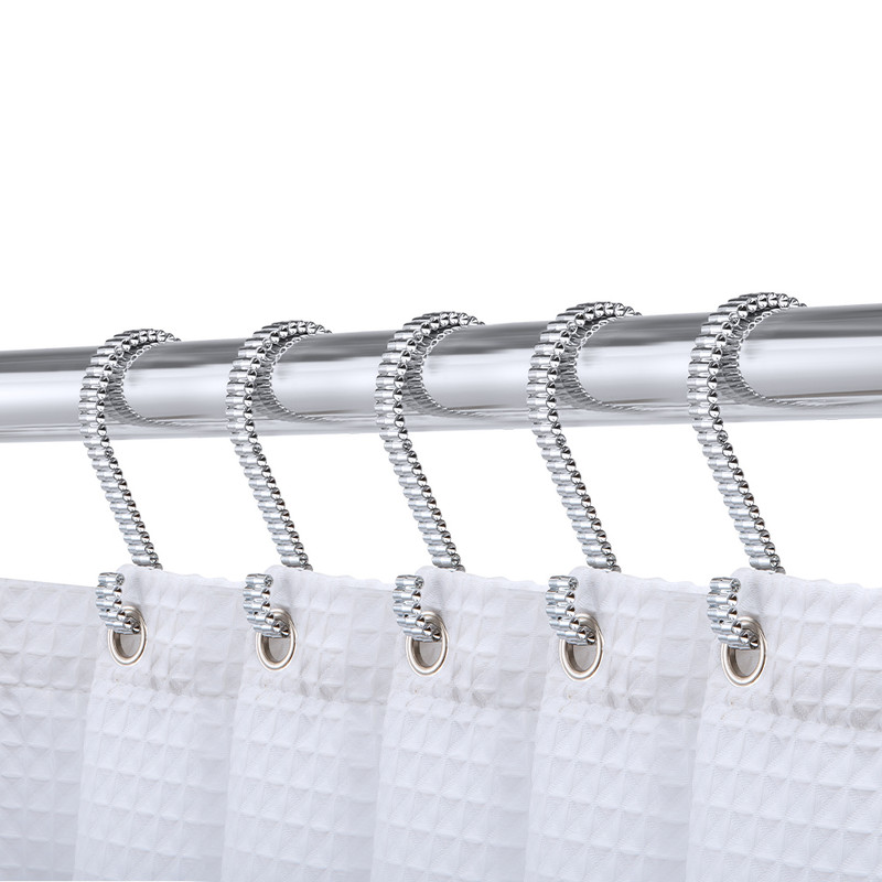 Shower Hooks - Shower Curtain Rings for Bathroom - Rust Proof Shower Curtain Hooks for Shower Curtain or Liner - Set of 12, Polished Chrome