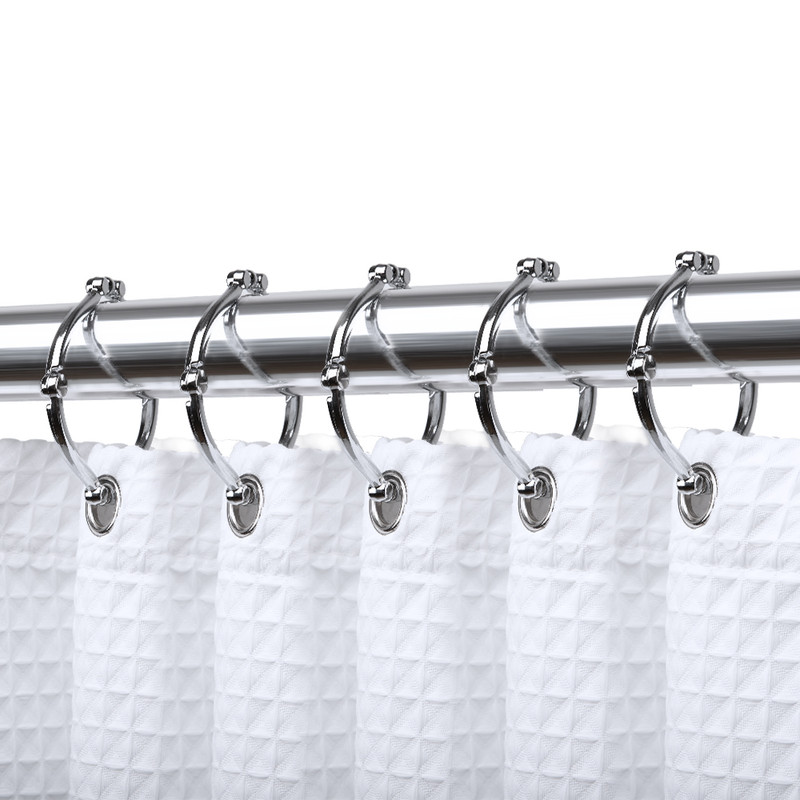 Shower Hooks - Shower Curtain Rings for Bathroom - Rust Proof Shower Curtain Hooks for Shower Curtain or Liner - Set of 12, Polished Chrome