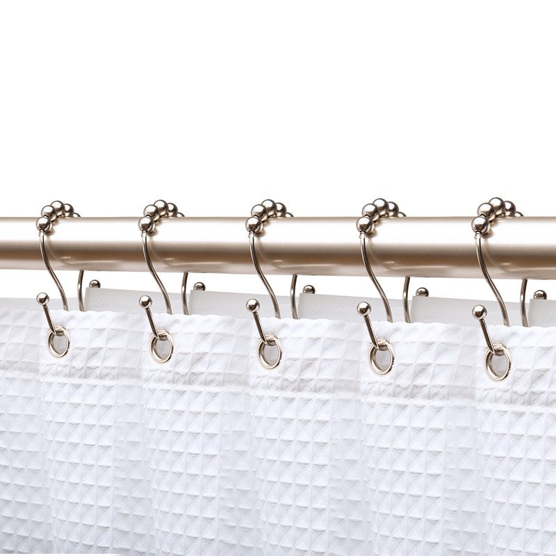 Rust Resistant Double Roller Ball Shower Curtain Rings for Bathroom, Brushed Nickel - Set of 12