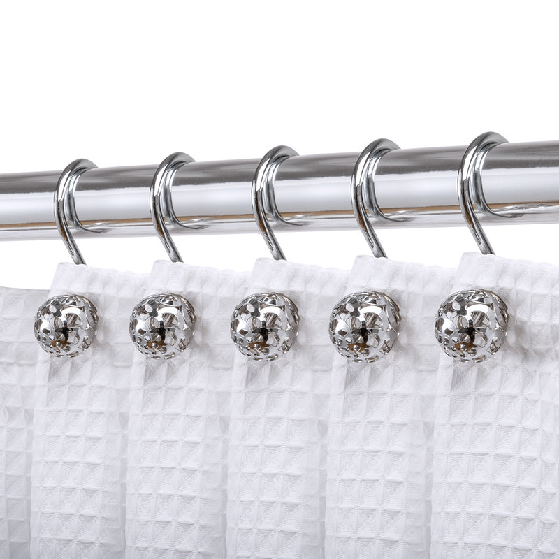 Shower Hooks - Shower Curtain Rings for Bathroom - Rust Resistant Shower Curtain Hooks for Shower Curtain or Liner - Set of 12, Polished Chrome