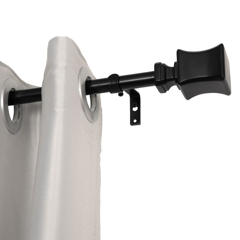0.75 in. Curtain Rod for 48-86 in. Windows, Black