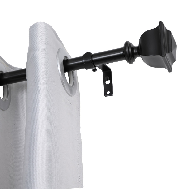 0.75 in. Curtain Rod for 48-86 in. Windows, Black
