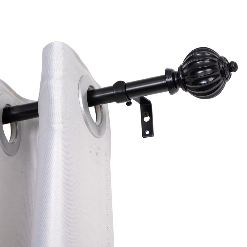 0.75 in. Single Decorative Drapery Adjustable Curtain Rods for Windows 86 to 120 in. - Black