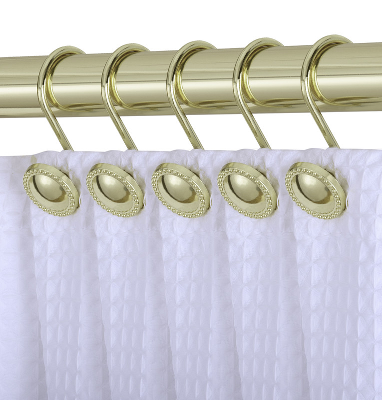 Picture of Utopia Alley HK13GD 2.3 x 2.1 in. Rustproof Zinc Shower Curtain Rings Hooks for Bathroom&#44; Gold - Set of 12