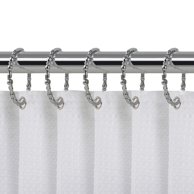 2.75 x 2.07 in. Oval Shape Rustproof Zinc Shower Curtain Hook Rings for Bathroom, Chrome - Set of 12