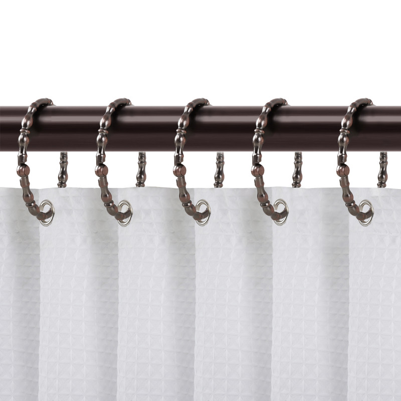 2.75 x 2.07 in. Oval Shape Rustproof Zinc Shower Curtain Hook Rings for Bathroom, Oil Rubbed Bronze - Set of 12
