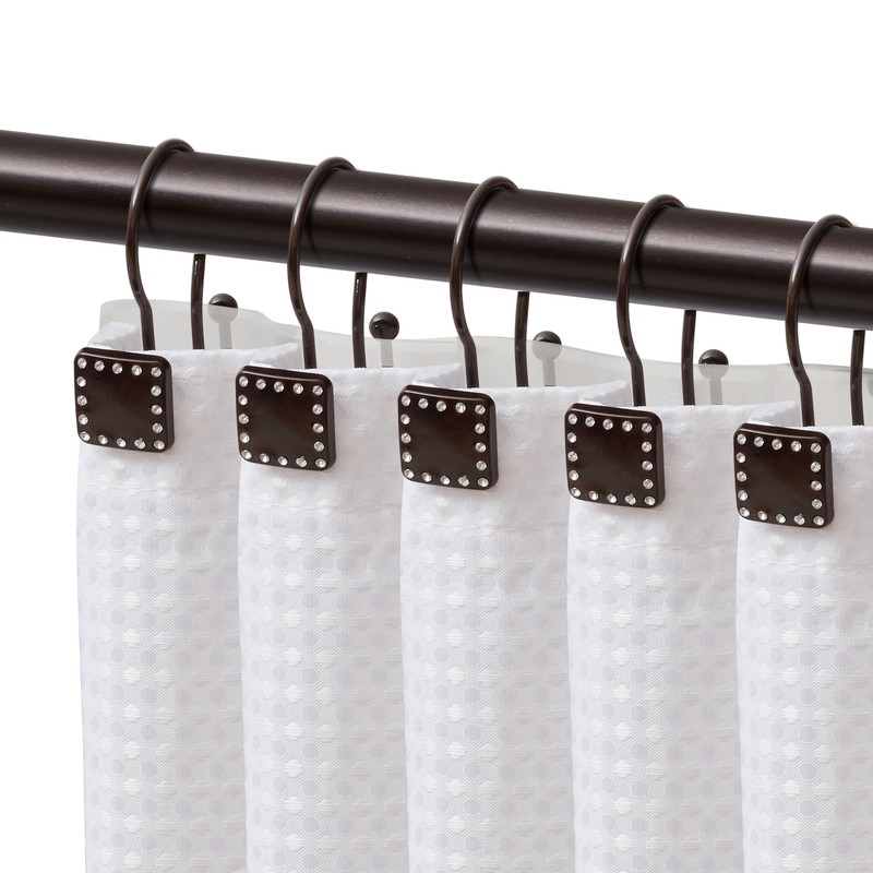 Rust Resistant Double Shower Curtain Hooks Ring for Bathroom, Oil Rubbed Bronze - Set of 12