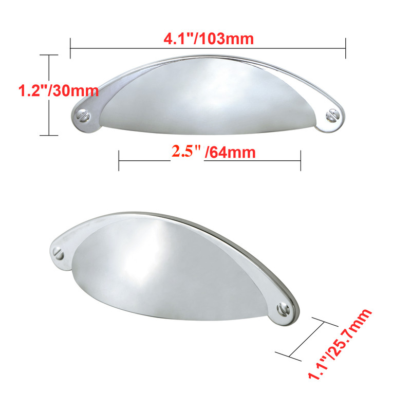 2.5 in. Center to Center Elgin Bin Pull Handle, Polished Chrome - Pack of 10