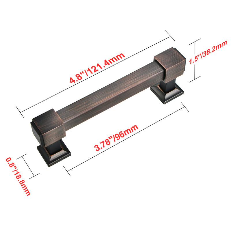 3.78 in. Center to Center Brett Square Edge Cabinet Pull, Oil Rubbed Bronze - Pack of 10