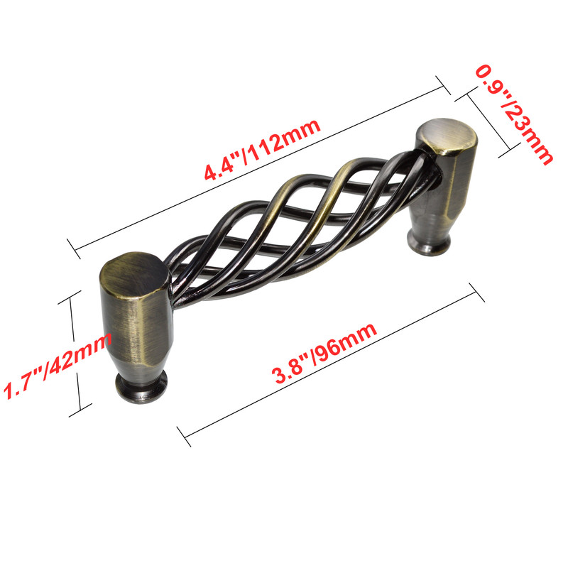3.8 in. Center to Center Aire Cabinet Pull, Antique Brass - Pack of 5