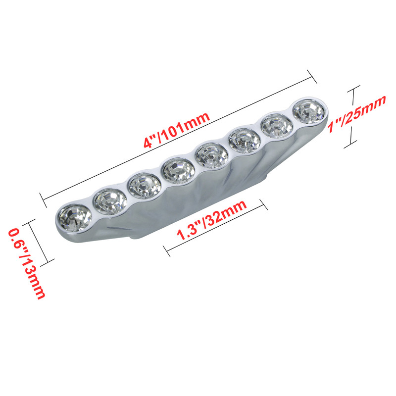 1.3 in. Gleam 8 Crystal Cabinet Pull, Polished Chrome - Pack of 5