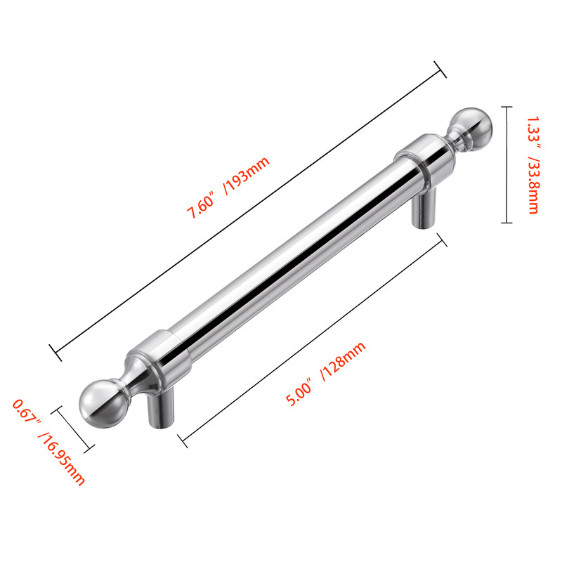 Copper Zinc Cabinet Pull, 5 in. Center to Center, Polished Chrome, 10 pack