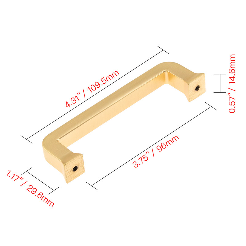 Zinc Cabinet Pull, 3.75 in. Center to Center, Brushed Brass, 10 pack
