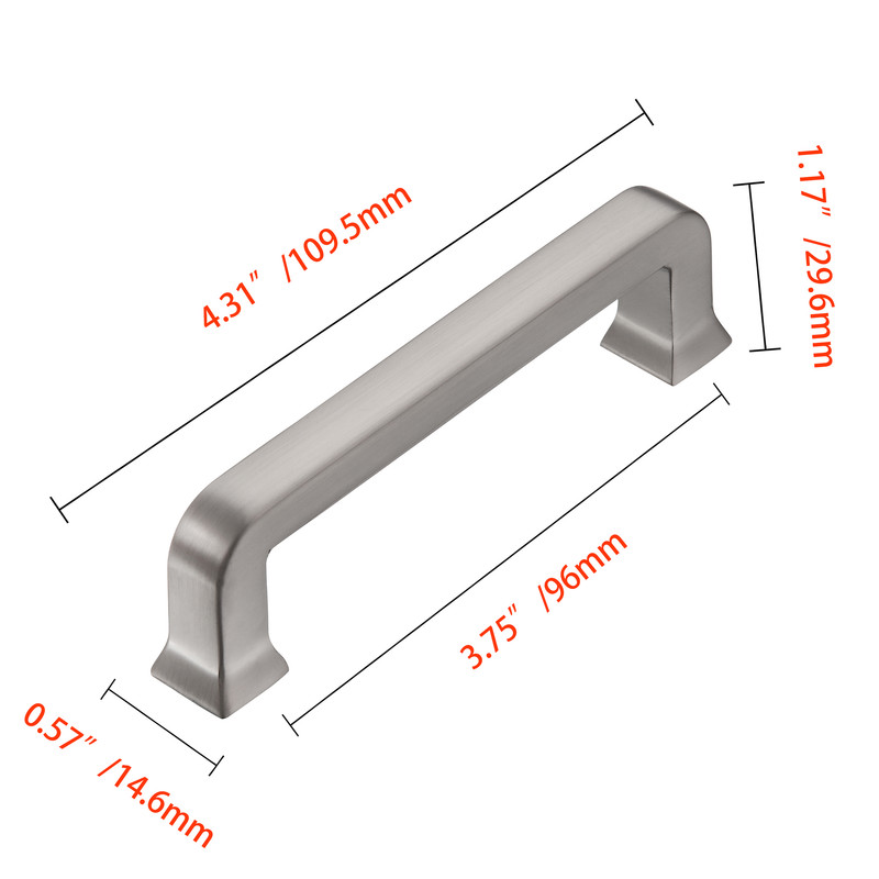 HW401BN Zinc Cabinet Pull, 3.75 in. Center to Center, Brushed Nickel - Pack of 10
