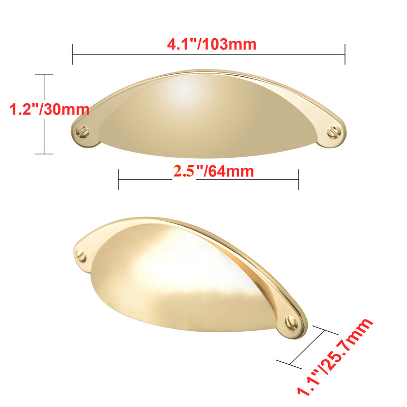HW300PLGD021-5 Elgin Bin Pull Handle, 2.5 in. Center to Center, Polished Gold, 5 pack