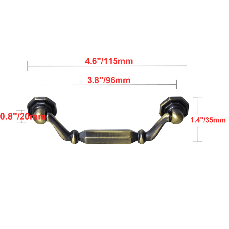 HW314PLAB021 Suffolk Drop Cabinet Pull, 3.8 in. Center to Center, Antique Brass - Pack of 25