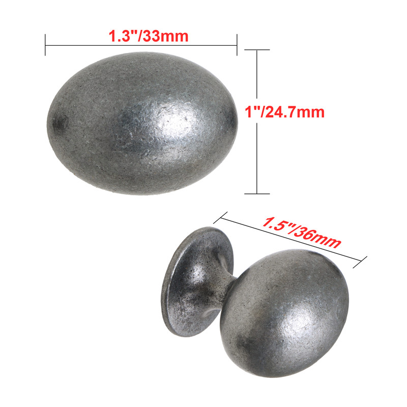 HW340PLAI011-10 Danbury Oval Cabinet Knob, 1.3", Antique Iron, 5 pack