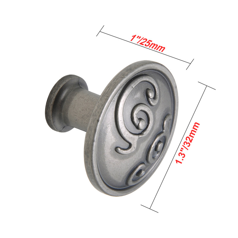 Roma Cabinet Knob, 1.3 in. Diameter, Pewter, 5 pack