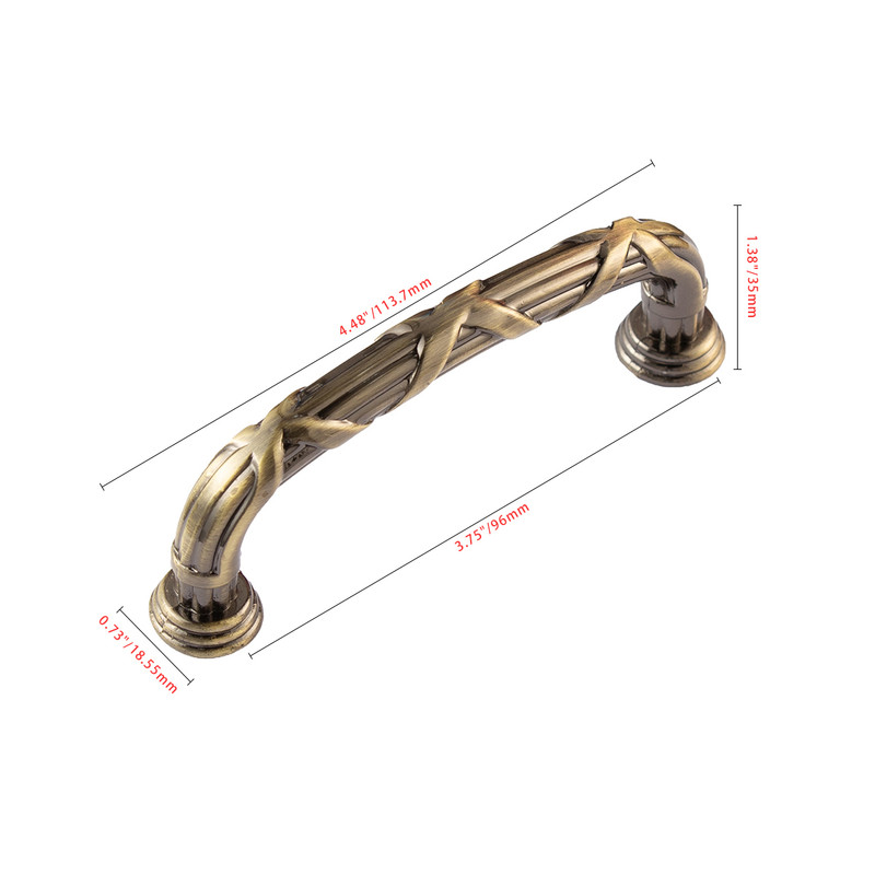 Cabinet Pull, 3.75 in. Center to Center, Antique Brass, 10 pack