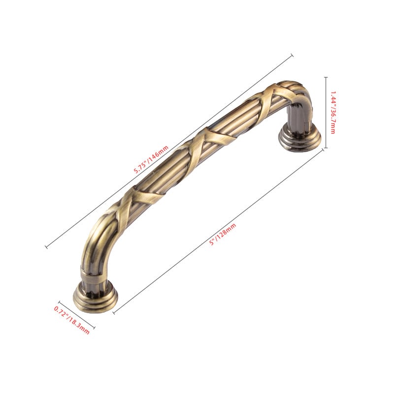 Cabinet Pull, 5 in. Center to Center, Antique Brass, 5 pack