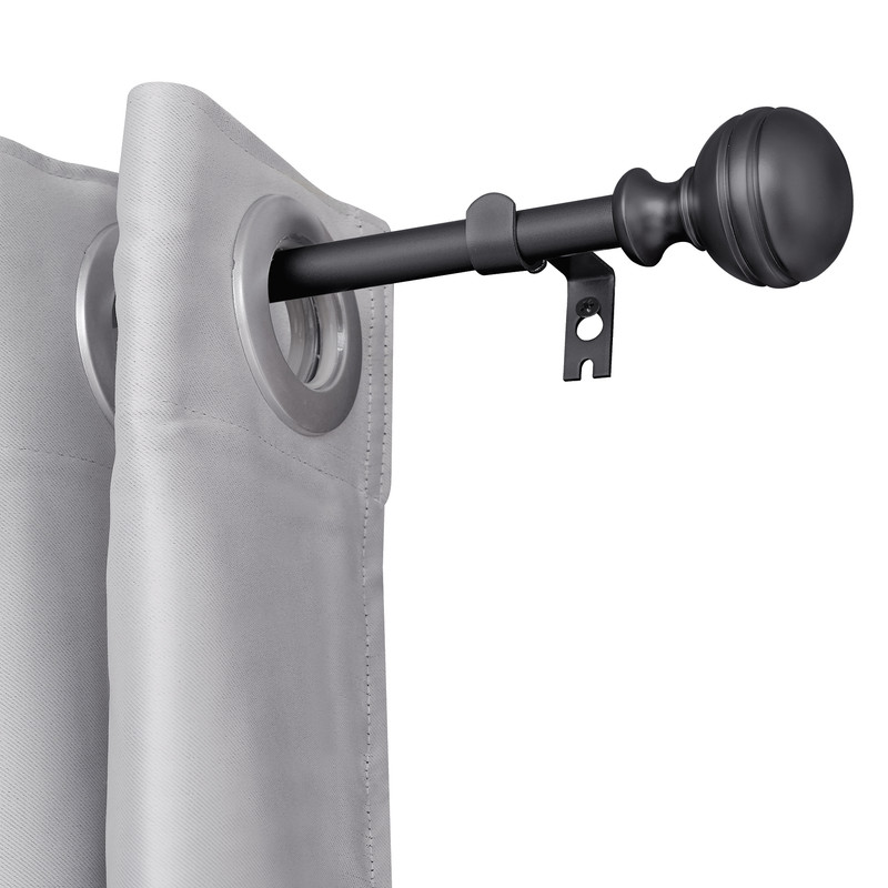 0.625 in. Curtain Rod for 28 to 48 in. Windows, Black