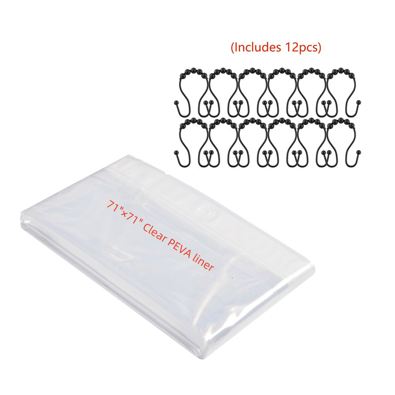 BL9BK 71 x 71 in. 3G Clear PEVA Shower Liner, Black