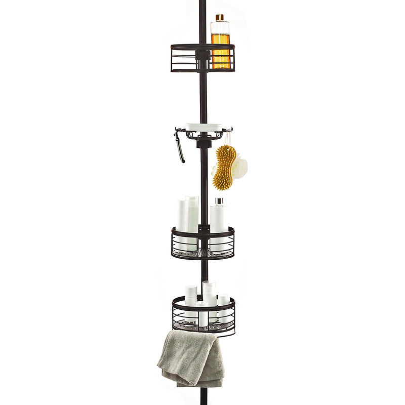 PC4RB Rust-Resistant Tension Pole Shower Caddy with 3-Shelves, Oil Rubbed Bronze