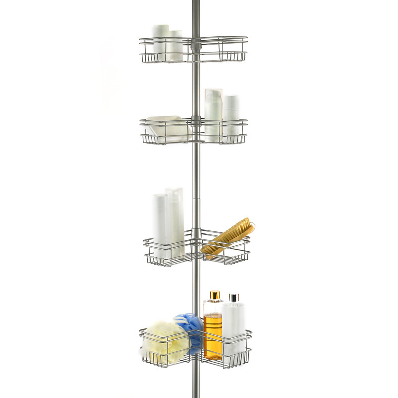 Picture of Utopia Alley PC6SN Rust-Resistant Shower Tension Pole Caddy&#44; Satin Nickel