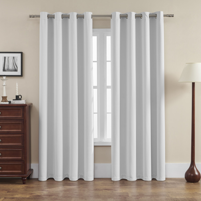 Solid Blackout Window Curtains - Light Grey - 2 Panels Set - Elegant Design