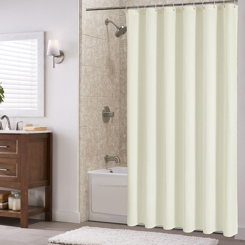 Picture of Utopia Alley BL7BG Waffle Weave Shower Curtain for Bathroom - 120 GSM Weighted Polyester Bath Curtain - 71 x 71 in. - Beige