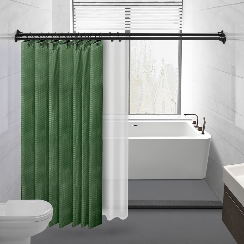 DS912BK  DS912BK Rustproof Aluminum Adjustable 72in Double Shower Curtain Tension Rods, Black