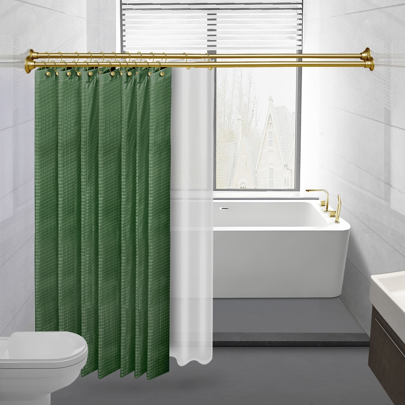 DS918GD  DS918GD Rustproof Aluminum Adjustable 72in Double Shower Curtain Tension Rods, Gold