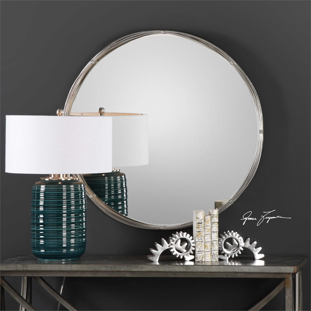 Picture of 212 Main 9225 Ohmer Round Metal Coils Mirror - Metal &amp; MDF