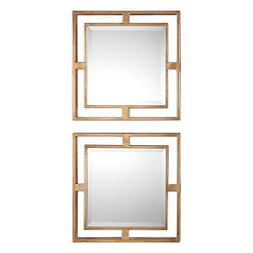 Picture of 212 Main 9234 Allick Gold Square Mirrors  Metal &amp; MDF - Set of 2