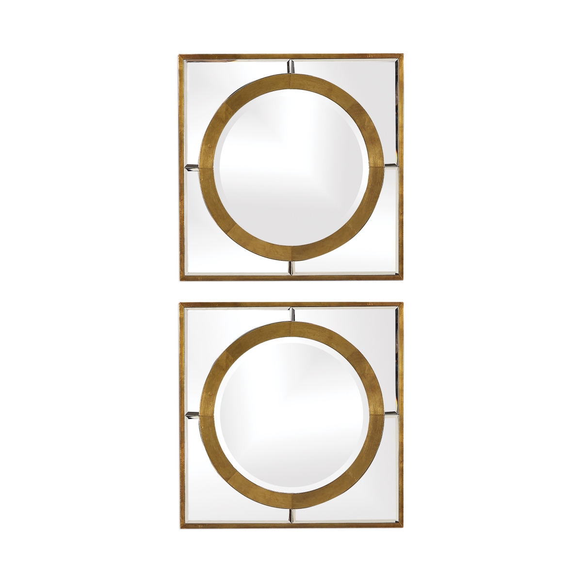 Picture of 212 Main 09488 Gaza Square Mirrors  Gold - Set of 2