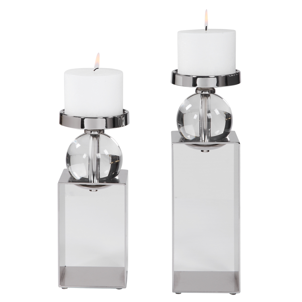 Picture of 212 Main 17561 Lucian Nickel Candleholders - Set of 2