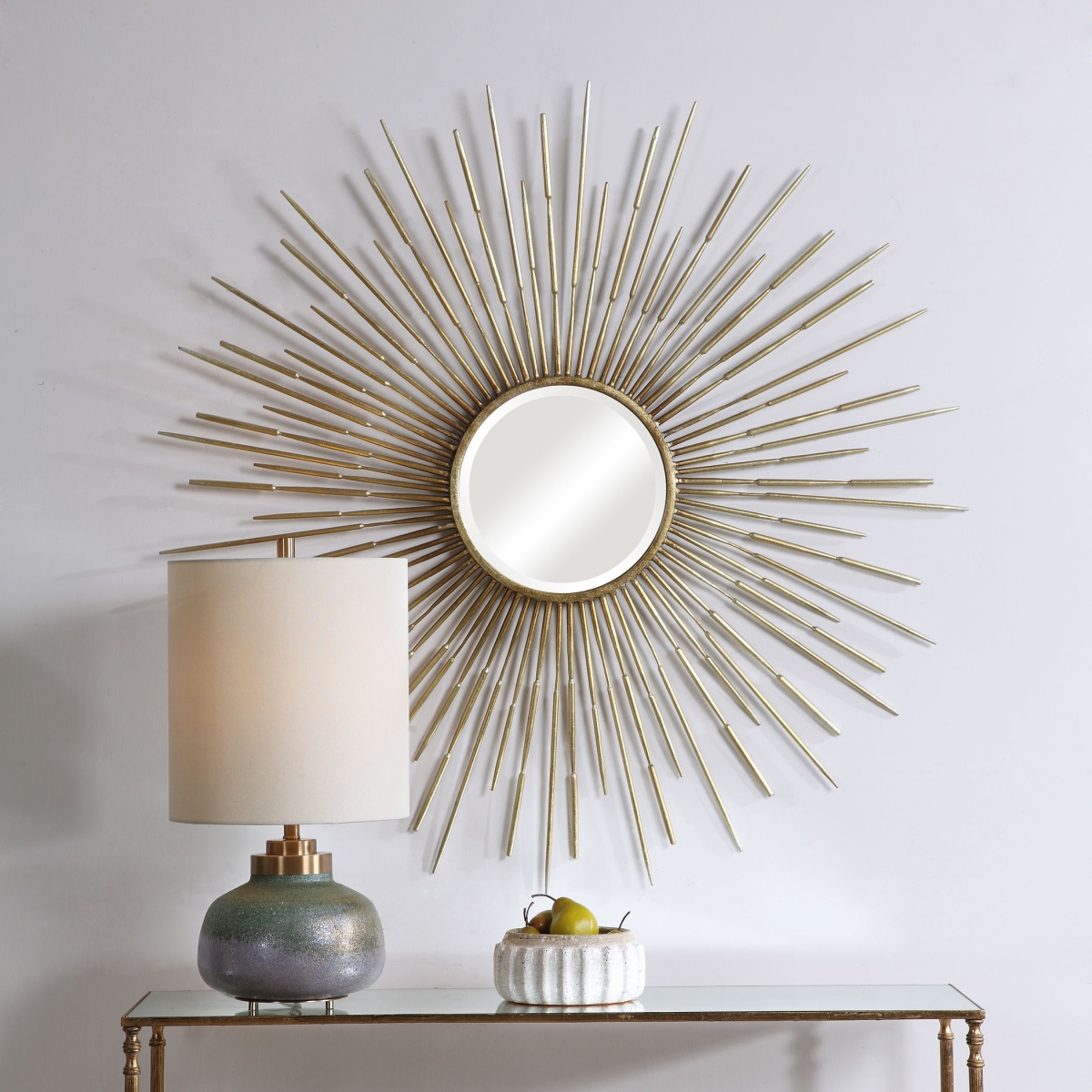 09602 52.375 x 52.375 x 3.5 in. Golden Rays Starburst Mirror