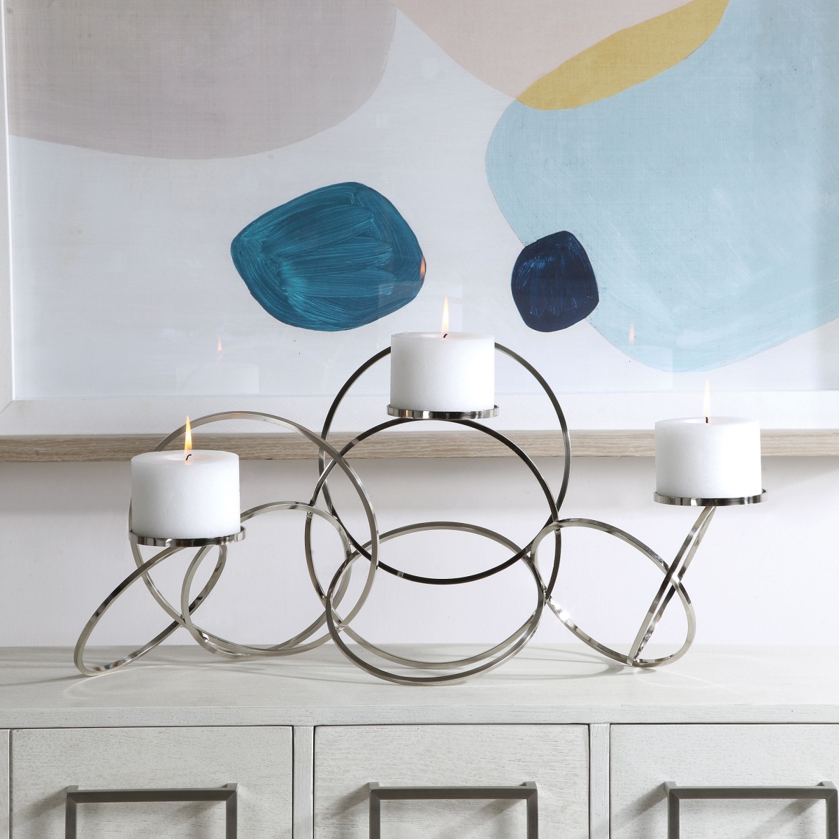 Picture of 212 Main 17731 30 x 16 x 12 in. Kiernan Nickel Ring Candleholder